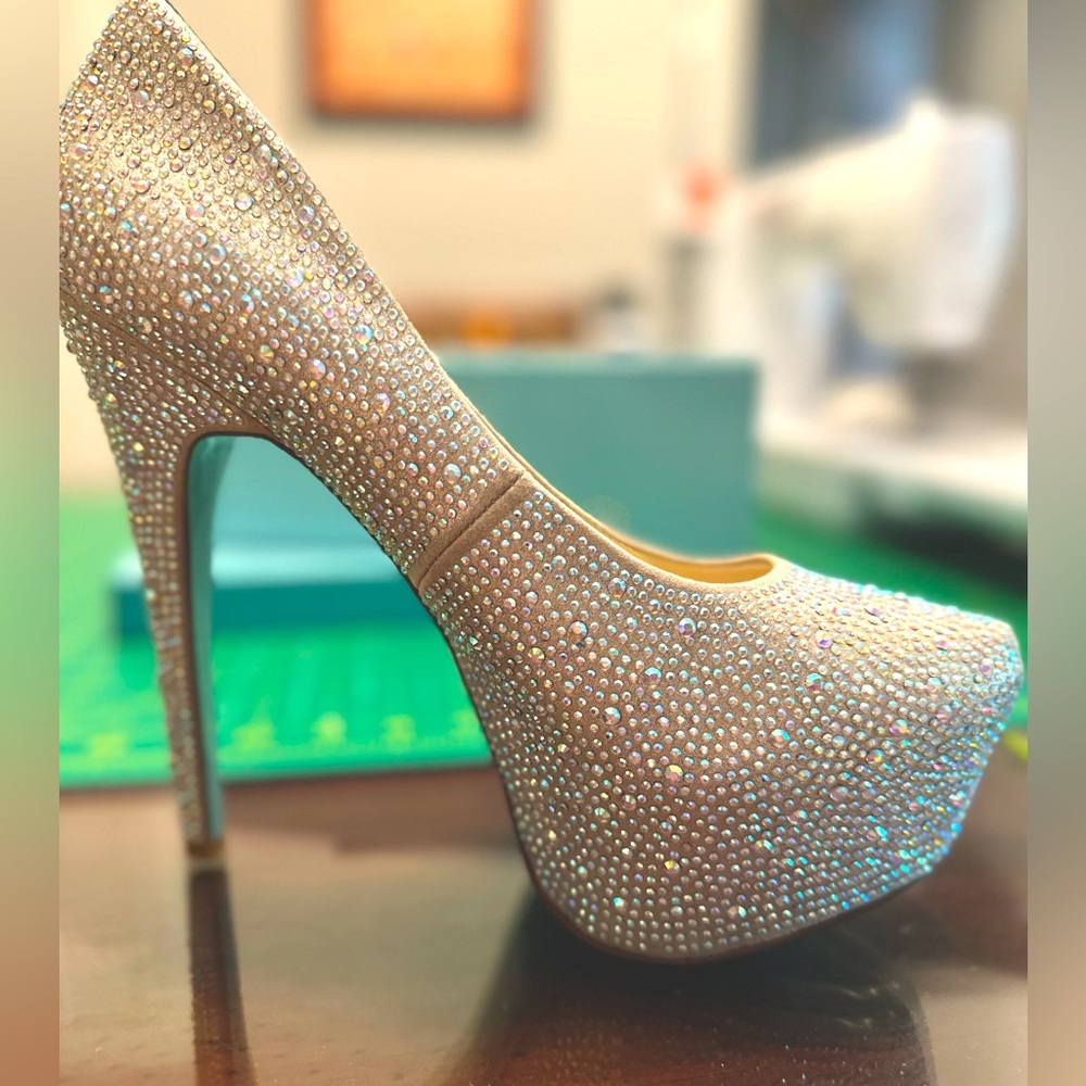 Blue by Betsey Johnson. Rhinestone Platform shoes. 6” Heels! Never worn